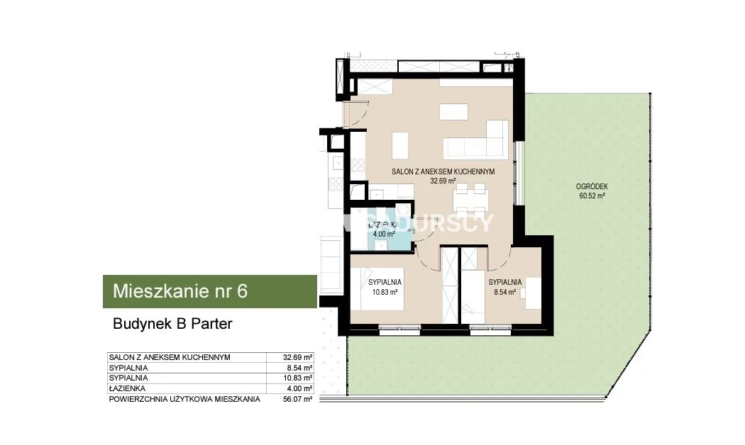 3 pokoje, mieszkanie 56,09 m², parter, oferta nr , BS2-MS-306649-9, Kraków, Wzgórza Krzesławickie, Kantrowicka