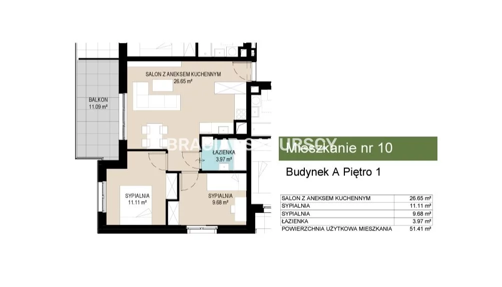 3 pokoje, mieszkanie 51,41 m², piętro 1, oferta nr , BS2-MS-306619-9, Kraków, Wzgórza Krzesławickie, Kantrowicka