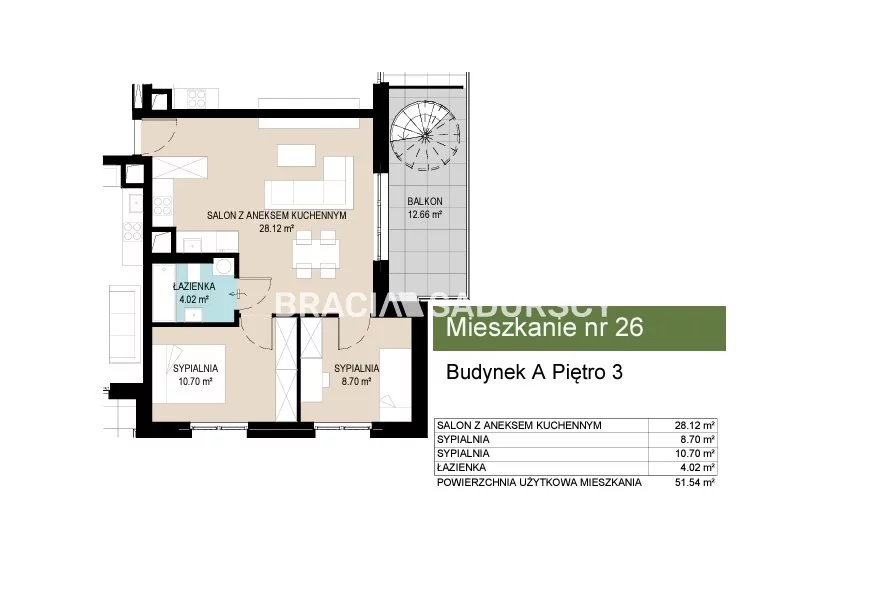 3 pokoje, mieszkanie 51,54 m², piętro 3, oferta nr , BS2-MS-306641-9, Kraków, Wzgórza Krzesławickie, Kantrowicka