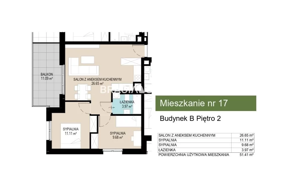 3 pokoje, mieszkanie 51,41 m², piętro 2, oferta nr , BS2-MS-306685-11, Kraków, Wzgórza Krzesławickie, Kantrowicka