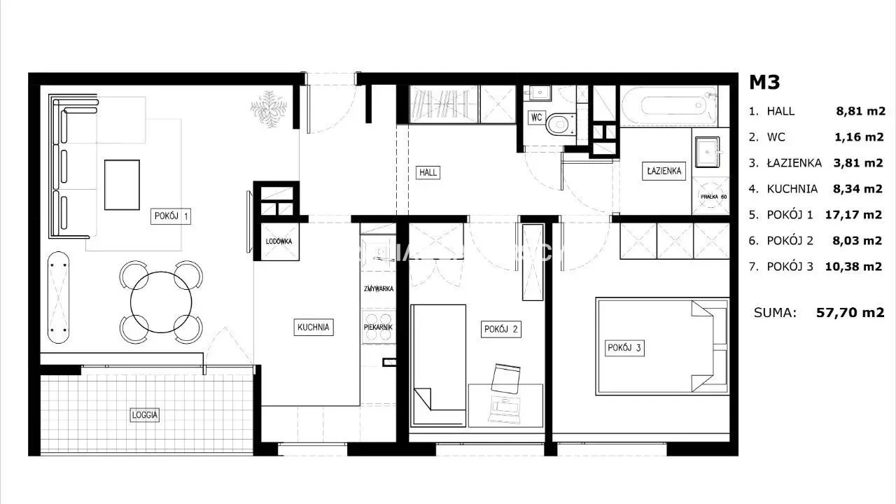 3 pokoje, mieszkanie 58,00 m², piętro 1, oferta nr , BS2-MS-306136-9, Warszawa, Bielany, Marymont-Ruda, Klaudyny Potockiej