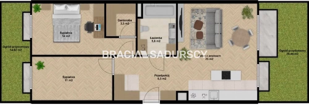 3 pokoje, mieszkanie 67,37 m², parter, oferta nr , BS2-MS-310864-2, Kraków, Zwierzyniec, Wola Justowska, Królowej Jadwigi