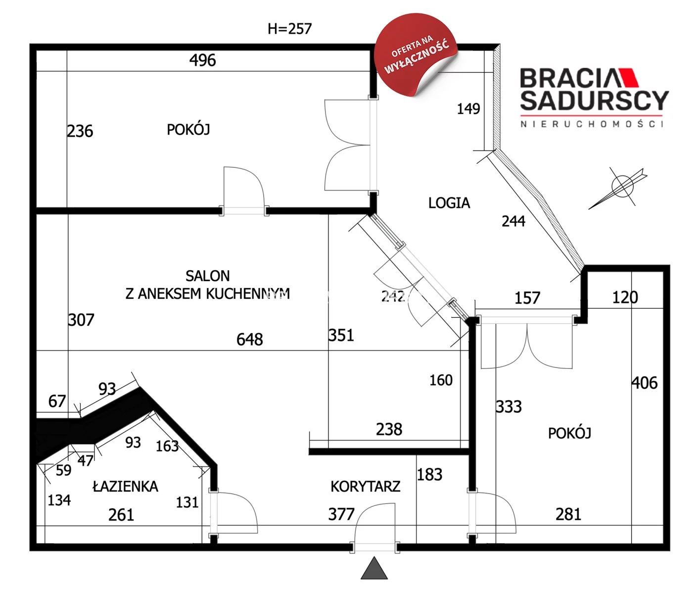 Mieszkanie trzypokojowe 54,20 m², Kraków, Stare Miasto, Krowoderska, Sprzedaż