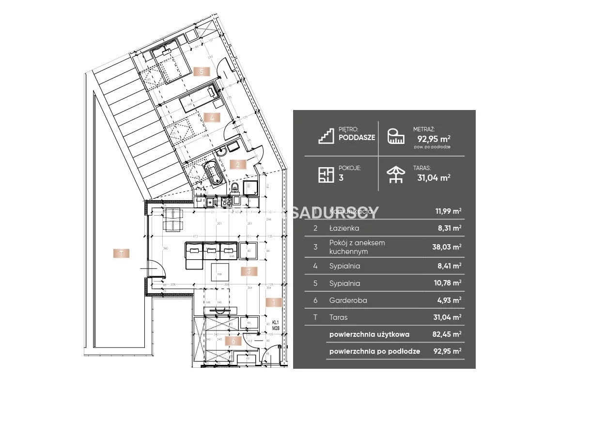 3 pokoje, mieszkanie 92,95 m², piętro 3, oferta nr , BS2-MS-308675-27, Skawina, lEŚNA