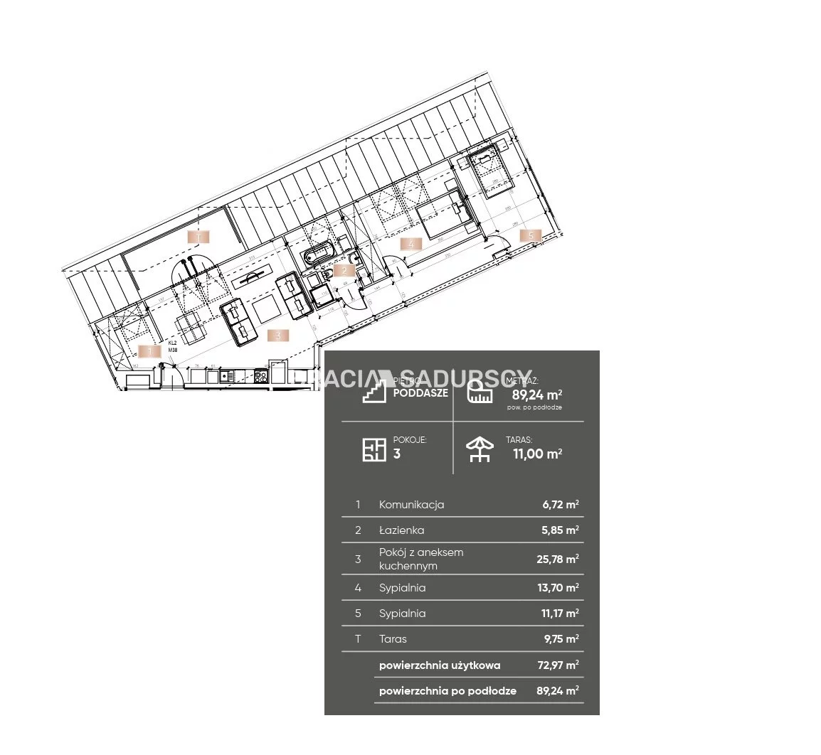 3 pokoje, mieszkanie 88,50 m², piętro 3, oferta nr , BS2-MS-308676-27, Skawina, lEŚNA