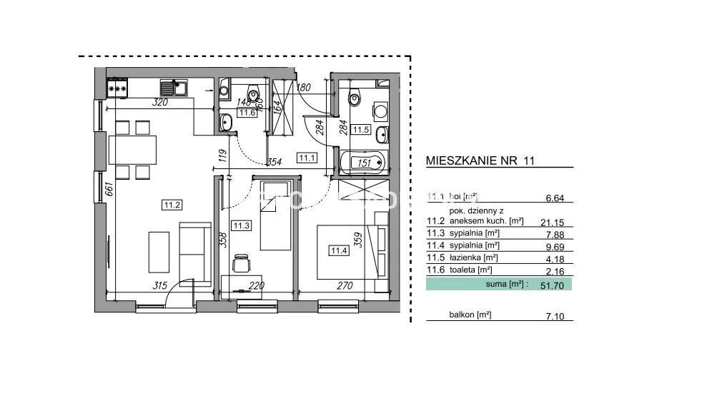 3 pokoje, mieszkanie 45,45 m², piętro 1, oferta nr , BS2-MS-305850-12, Myślenice