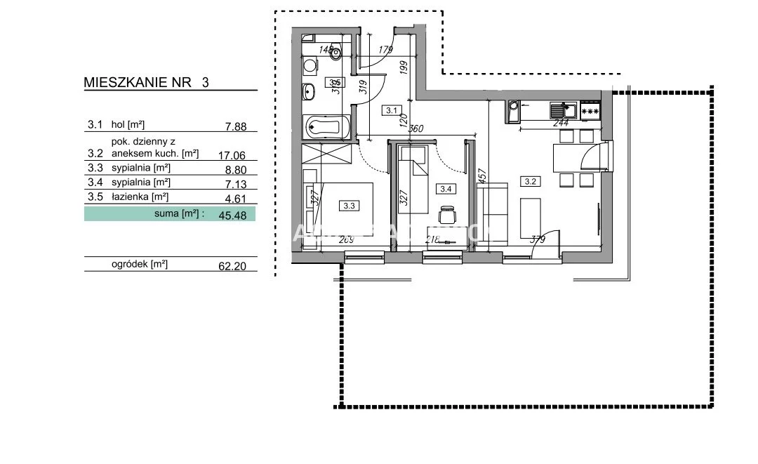 3 pokoje, mieszkanie 45,45 m², parter, oferta nr , BS2-MS-305823-12, Myślenice