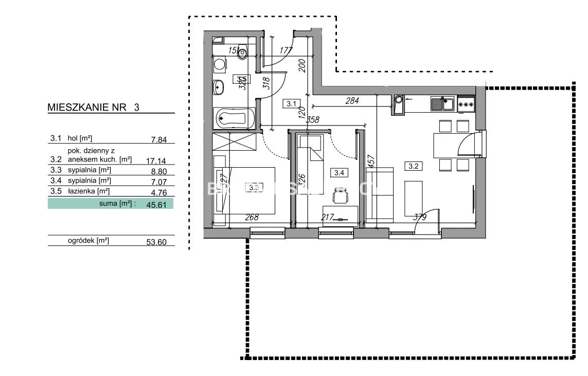 3 pokoje, mieszkanie 45,45 m², parter, oferta nr , BS2-MS-305781-12, Myślenice