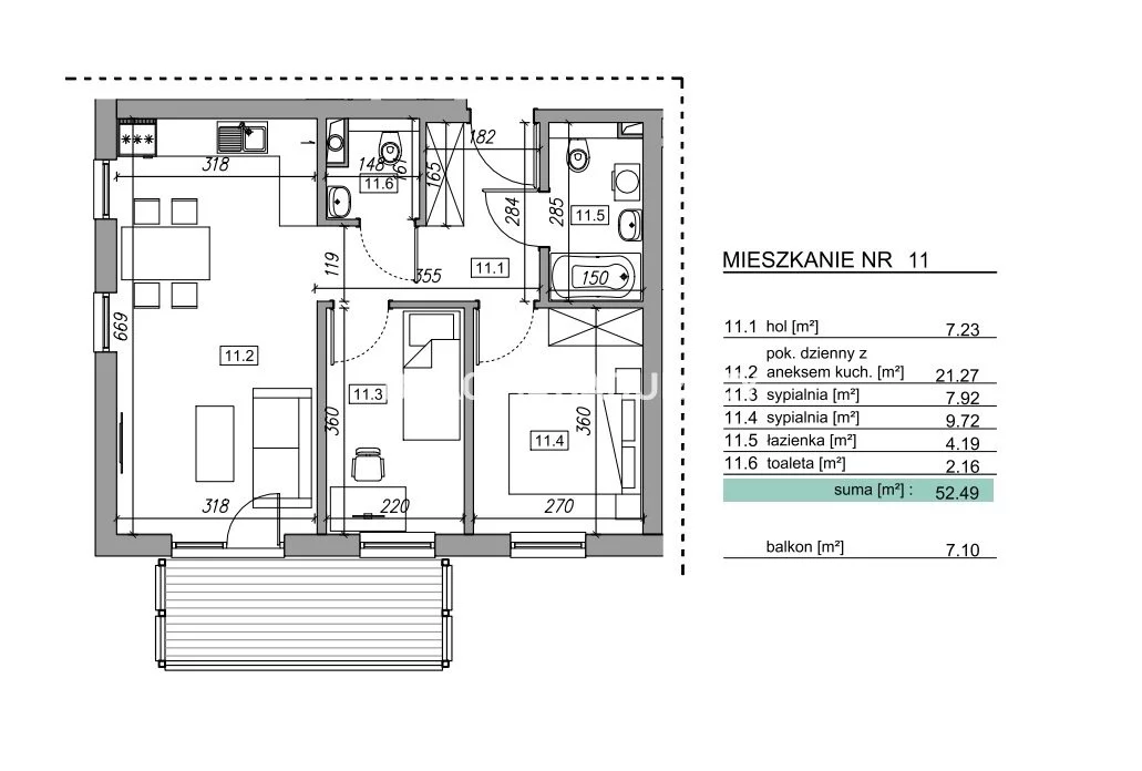 3 pokoje, mieszkanie 45,45 m², piętro 1, oferta nr , BS2-MS-305786-12, Myślenice