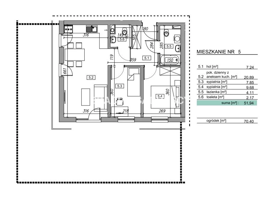 3 pokoje, mieszkanie 45,45 m², parter, oferta nr , BS2-MS-305825-12, Myślenice