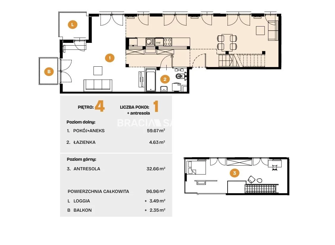 3 pokoje, mieszkanie 96,96 m², piętro 4, oferta nr , BS2-MS-308569-5, Kraków, Bronowice, Na Błonie