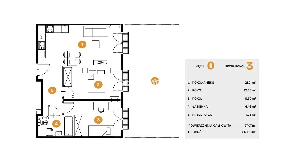 3 pokoje, mieszkanie 57,07 m², parter, oferta nr , BS2-MS-308249-5, Kraków, Bronowice, Na Błonie