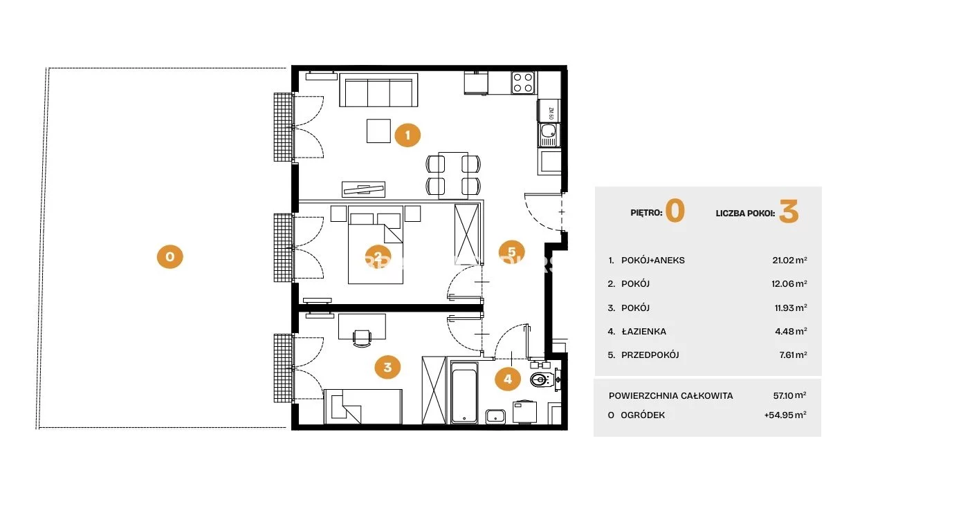 3 pokoje, mieszkanie 57,10 m², parter, oferta nr , BS2-MS-308466-6, Kraków, Bronowice, Na Błonie