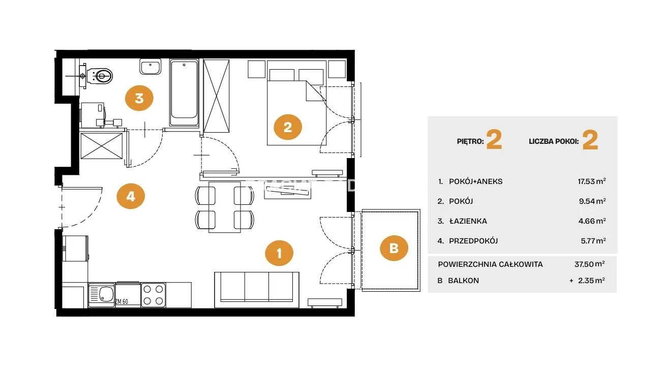 3 pokoje, mieszkanie 37,50 m², parter, oferta nr , BS2-MS-308279-6, Kraków, Bronowice, Na Błonie
