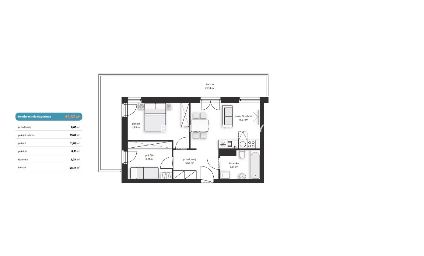 3 pokoje, mieszkanie 47,62 m², piętro 2, oferta nr , BS2-MS-312489, Kraków, Prądnik Biały, Noblistów Polskich