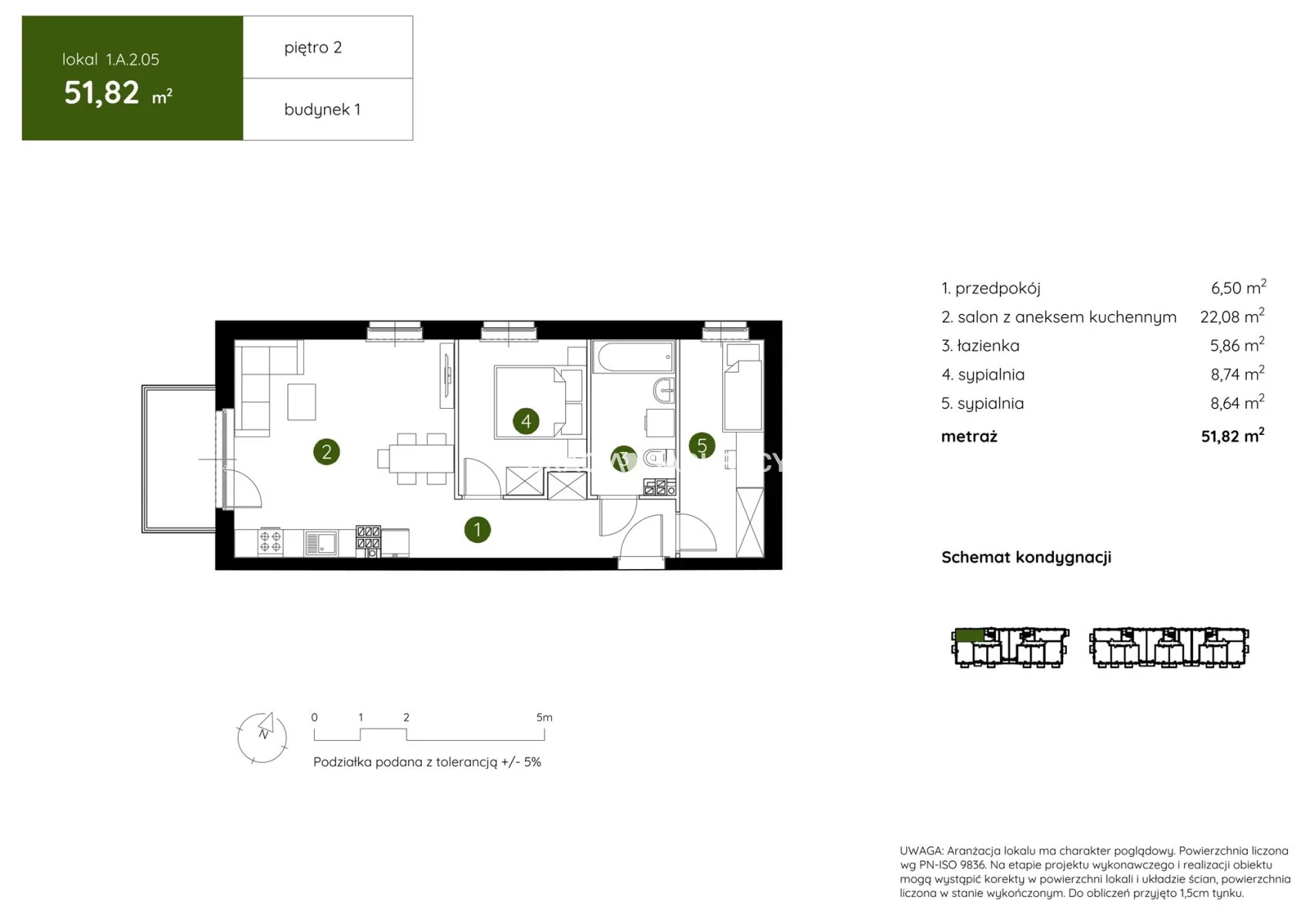 3 pokoje, mieszkanie 51,82 m², piętro 2, oferta nr , BS2-MS-304005-4, Kraków, Prądnik Biały, Pękowicka