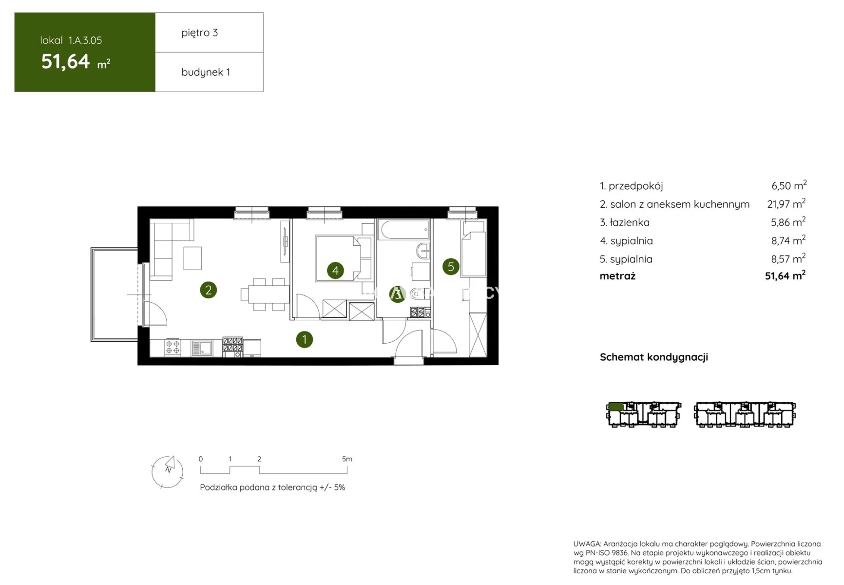 3 pokoje, mieszkanie 51,64 m², piętro 3, oferta nr , BS2-MS-304032-4, Kraków, Prądnik Biały, Pękowicka