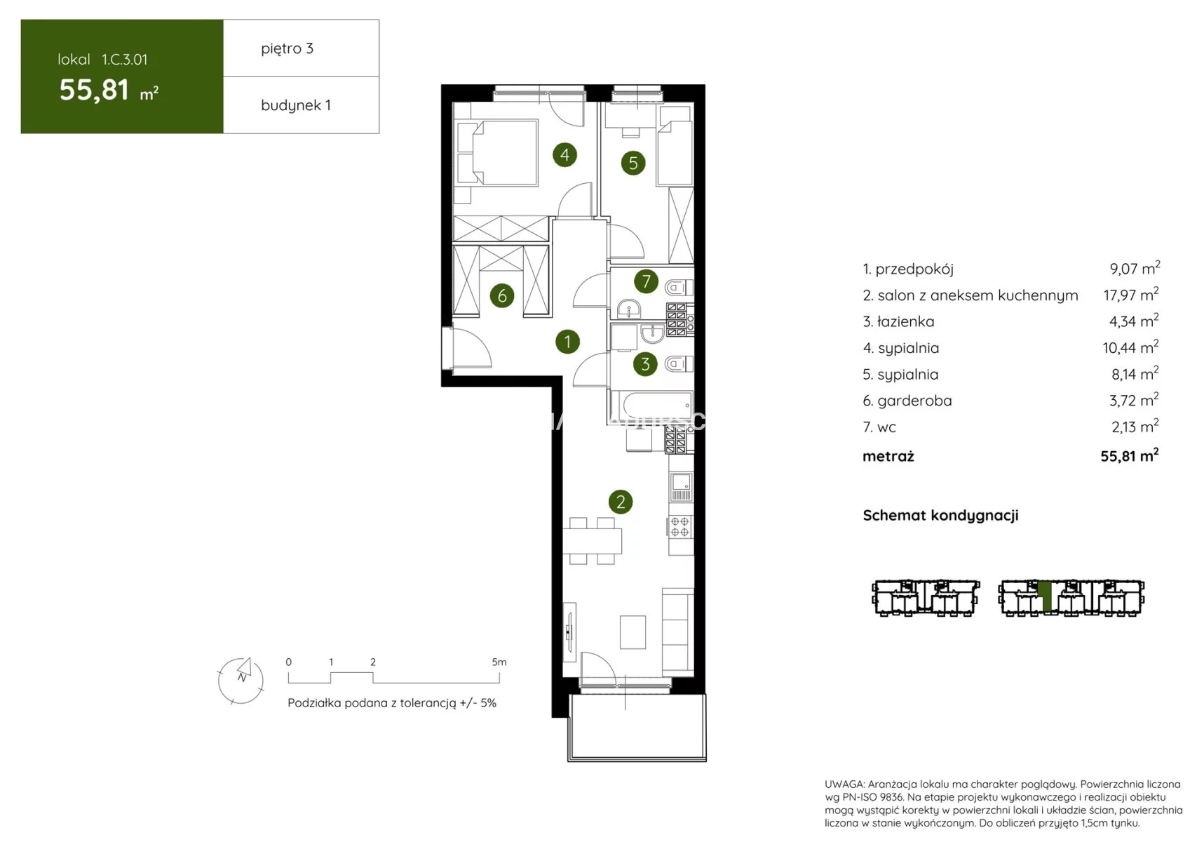 3 pokoje, mieszkanie 55,81 m², piętro 3, oferta nr , BS2-MS-304177-4, Kraków, Prądnik Biały, Pękowicka