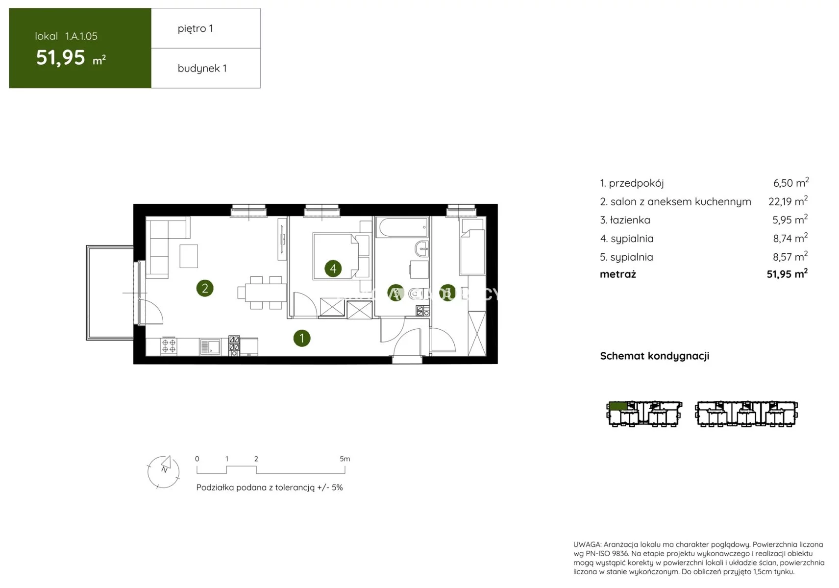 3 pokoje, mieszkanie 51,95 m², piętro 1, oferta nr , BS2-MS-303978-4, Kraków, Prądnik Biały, Pękowicka