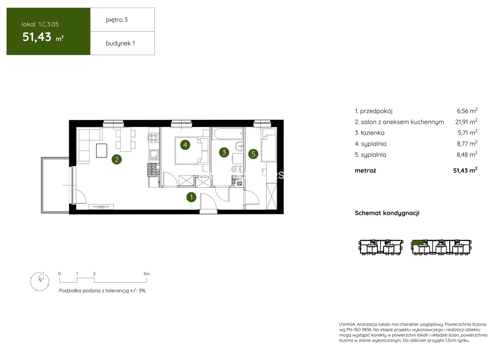 3 pokoje, mieszkanie 51,43 m², piętro 3, oferta nr , BS2-MS-304181-4, Kraków, Prądnik Biały, Pękowicka