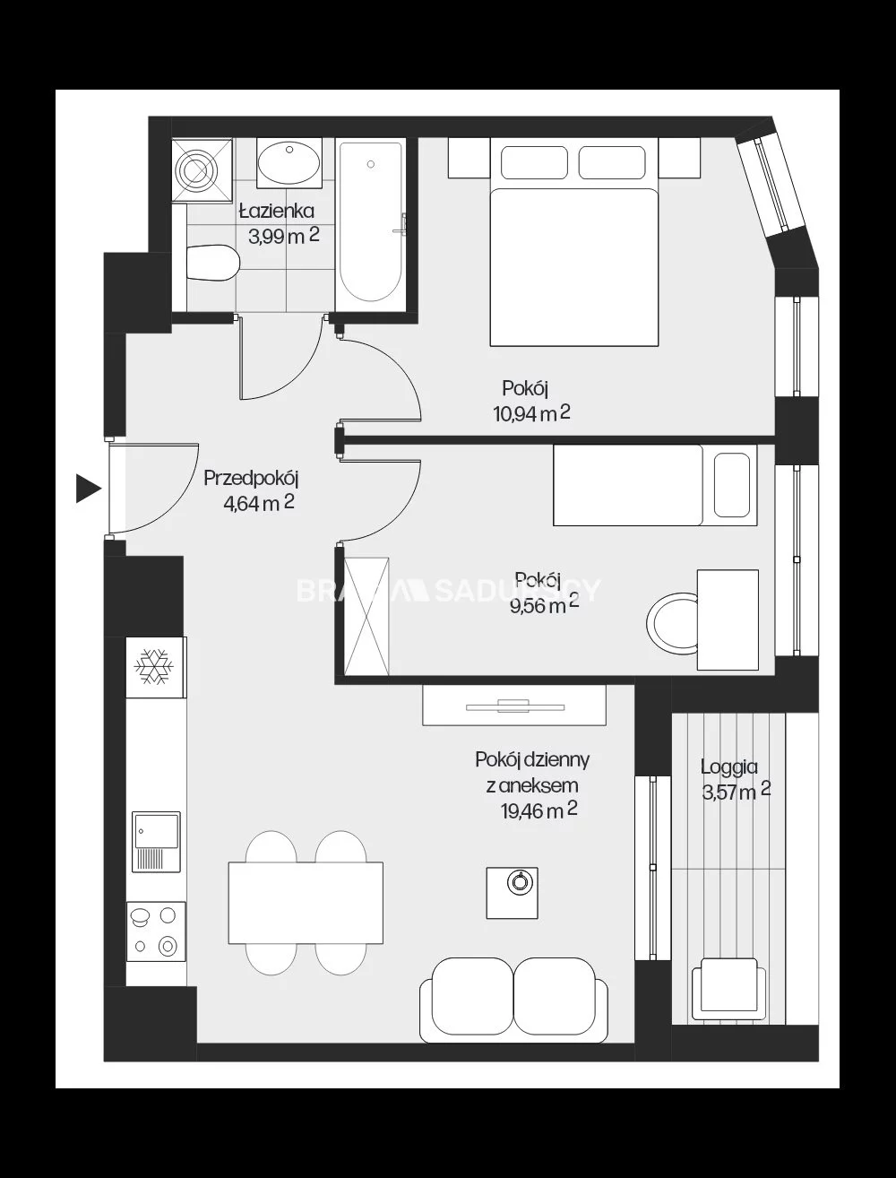 3 pokoje, mieszkanie 48,59 m², piętro 9, oferta nr , BS2-MS-301555-25, Kraków, Mistrzejowice, Piasta Kołodzieja