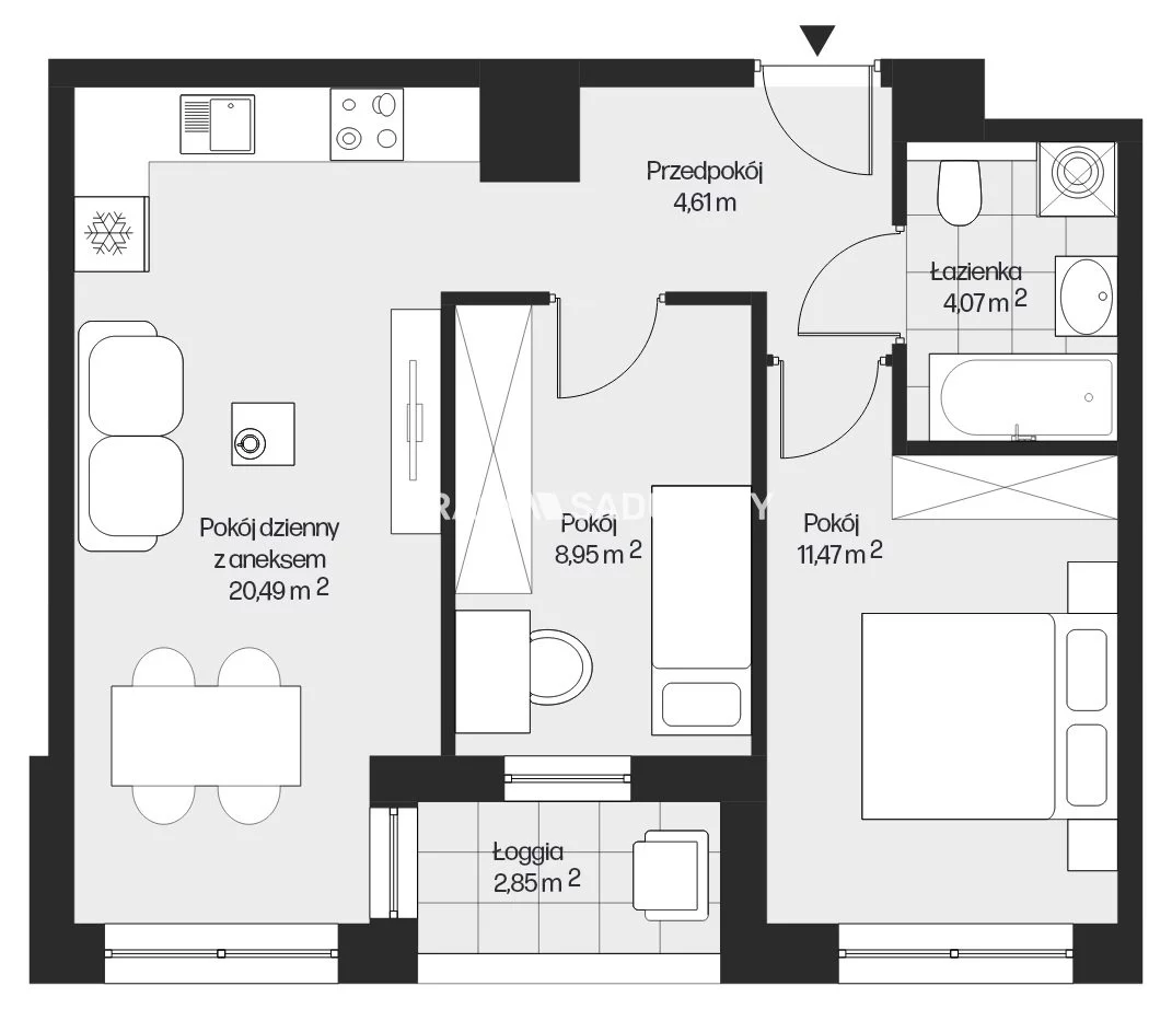3 pokoje, mieszkanie 49,59 m², piętro 1, oferta nr , BS2-MS-301556-25, Kraków, Mistrzejowice, Piasta Kołodzieja