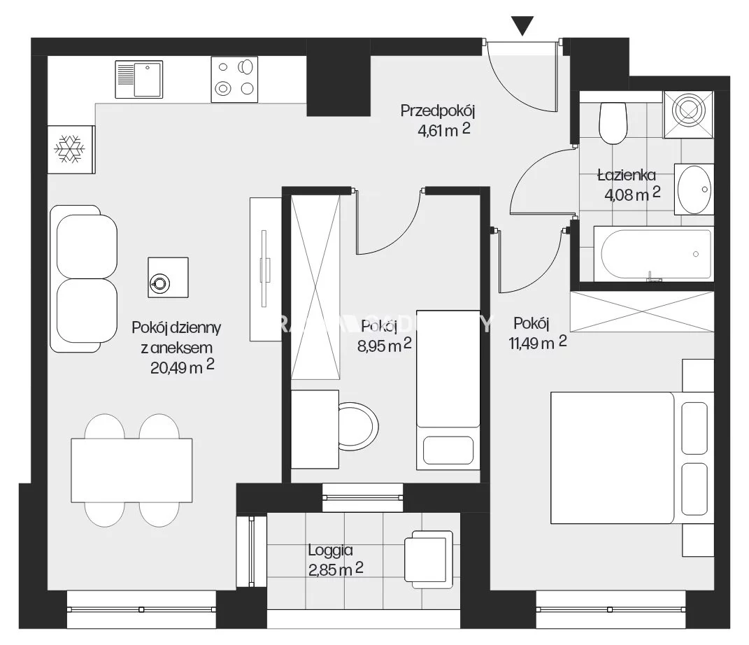 3 pokoje, mieszkanie 49,62 m², piętro 6, oferta nr , BS2-MS-301558-25, Kraków, Mistrzejowice, Piasta Kołodzieja