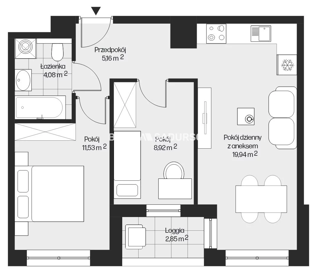 3 pokoje, mieszkanie 49,63 m², piętro 7, oferta nr , BS2-MS-301559-25, Kraków, Mistrzejowice, Piasta Kołodzieja