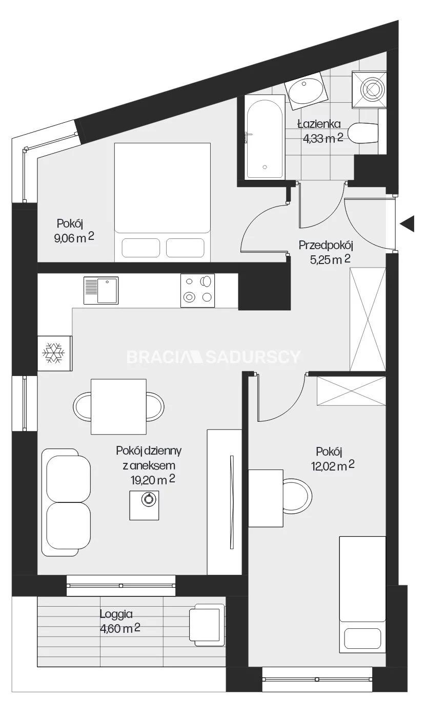 3 pokoje, mieszkanie 49,86 m², piętro 2, oferta nr , BS2-MS-301571-25, Kraków, Mistrzejowice, Piasta Kołodzieja