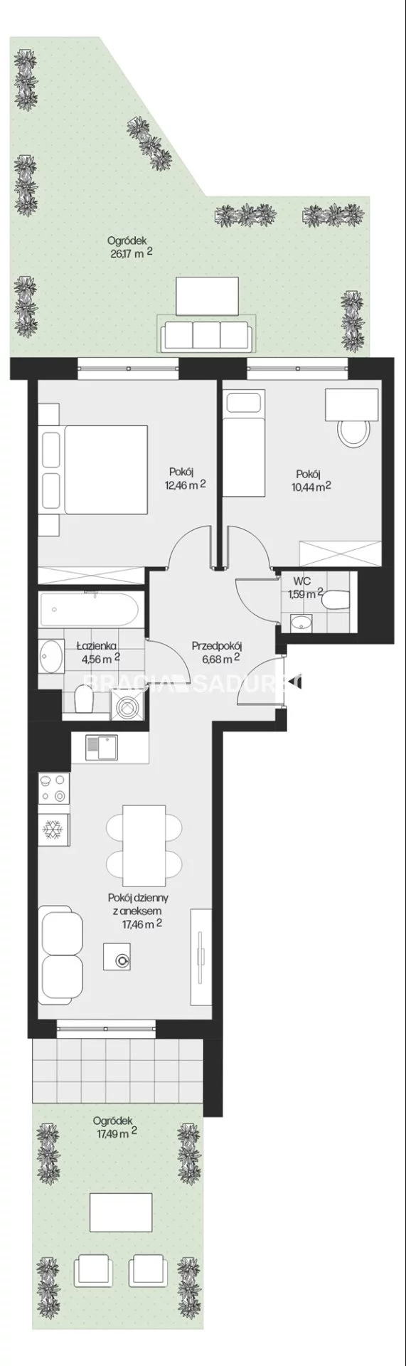 3 pokoje, mieszkanie 53,19 m², piętro 3, oferta nr , BS2-MS-301642-25, Kraków, Mistrzejowice, Piasta Kołodzieja