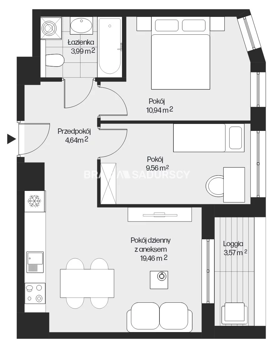 3 pokoje, mieszkanie 48,59 m², piętro 7, oferta nr , BS2-MS-301550-26, Kraków, Mistrzejowice, Piasta Kołodzieja