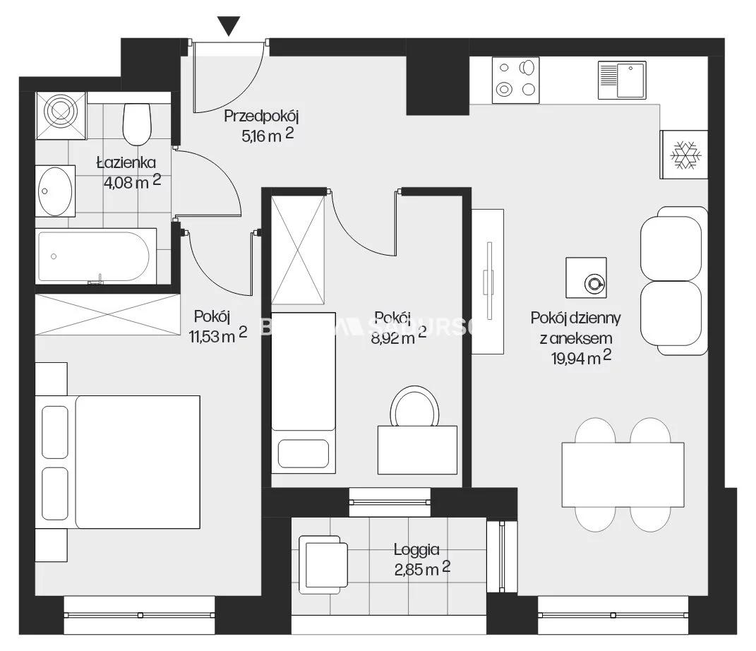 3 pokoje, mieszkanie 49,63 m², piętro 6, oferta nr , BS2-MS-301560-26, Kraków, Mistrzejowice, Piasta Kołodzieja
