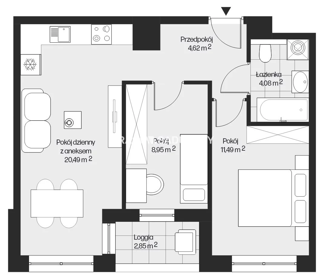 3 pokoje, mieszkanie 49,63 m², piętro 5, oferta nr , BS2-MS-301561-26, Kraków, Mistrzejowice, Piasta Kołodzieja