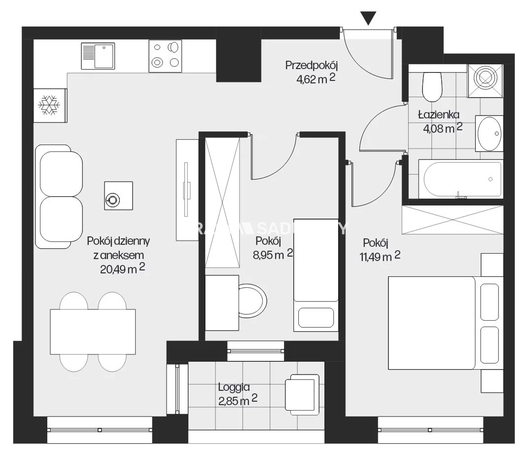 3 pokoje, mieszkanie 49,63 m², piętro 3, oferta nr , BS2-MS-301566-26, Kraków, Mistrzejowice, Piasta Kołodzieja