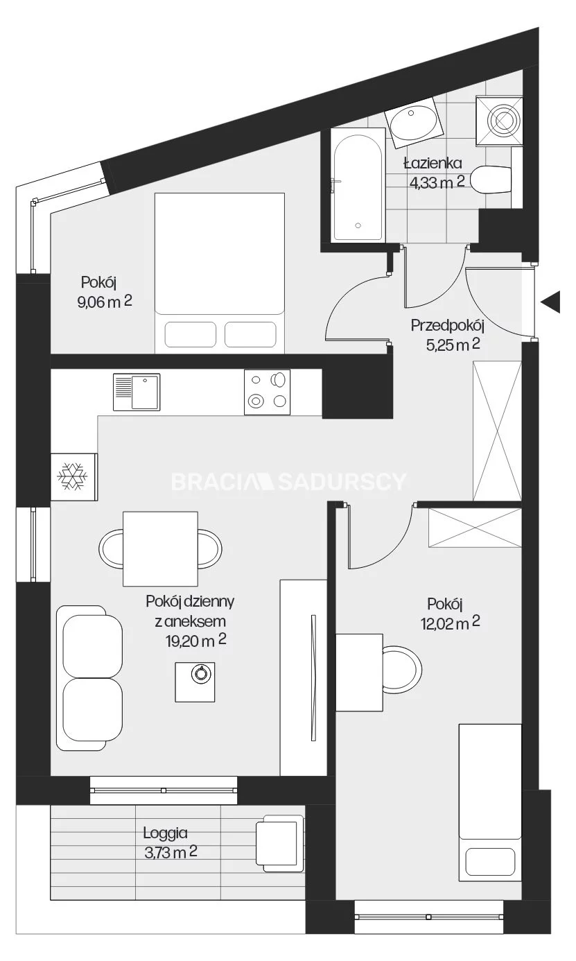 3 pokoje, mieszkanie 49,86 m², piętro 1, oferta nr , BS2-MS-301572-26, Kraków, Mistrzejowice, Piasta Kołodzieja