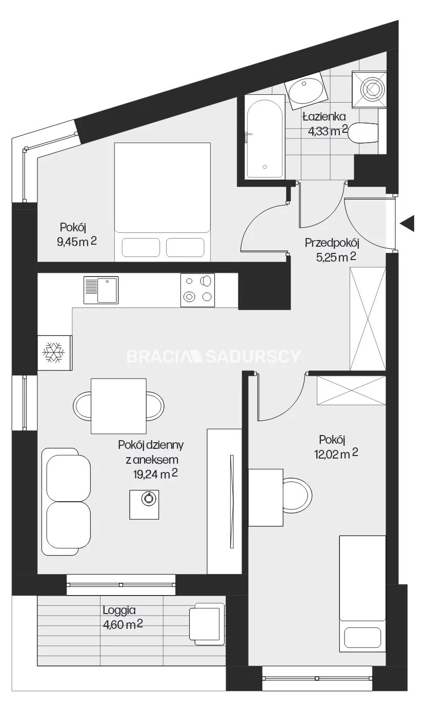 3 pokoje, mieszkanie 50,29 m², piętro 3, oferta nr , BS2-MS-301640-26, Kraków, Mistrzejowice, Piasta Kołodzieja