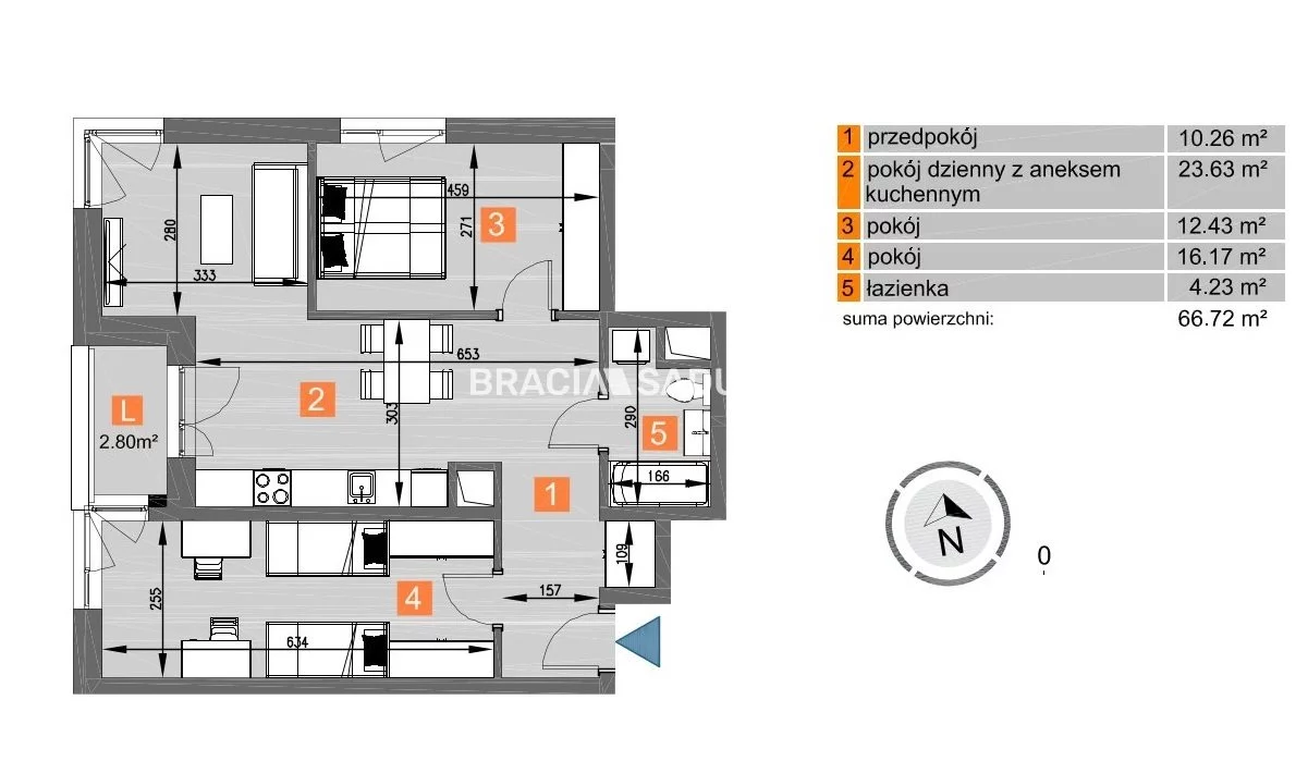 3 pokoje, mieszkanie 66,72 m², piętro 4, oferta nr , BS2-MS-297217-258, Kraków, Mistrzejowice, os. Piastów