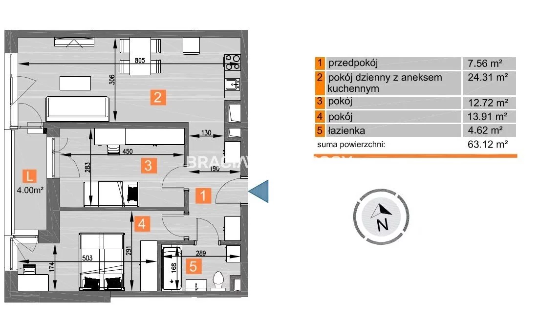 3 pokoje, mieszkanie 63,12 m², piętro 5, oferta nr , BS2-MS-297209-259, Kraków, Mistrzejowice, os. Piastów
