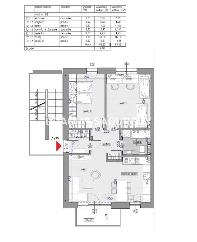 3 pokoje, mieszkanie 63,22 m², piętro 1, oferta nr , BS2-MS-302958-7, Kraków, Bieżanów-Prokocim, Bieżanów, Potrzask