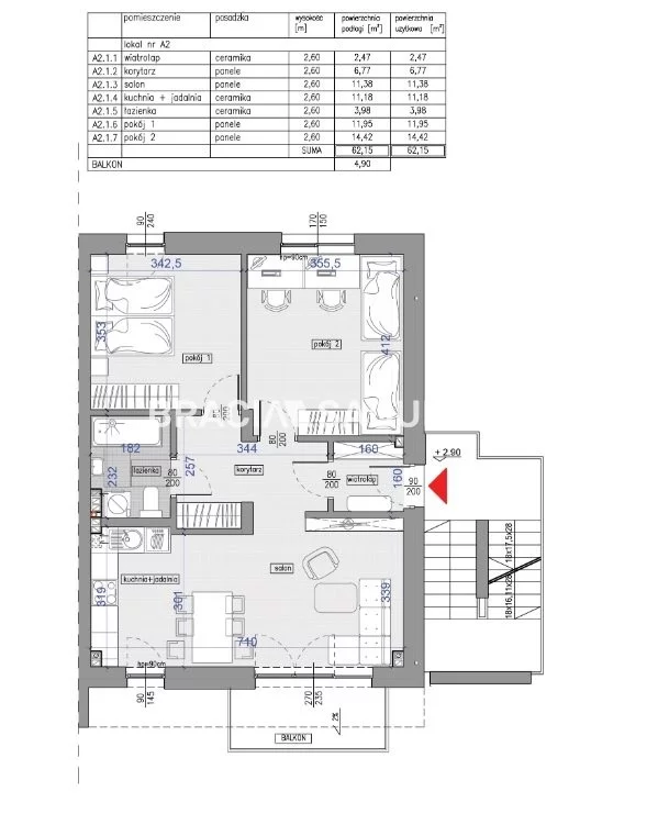 3 pokoje, mieszkanie 62,15 m², piętro 1, oferta nr , BS2-MS-302954-18, Kraków, Bieżanów-Prokocim, Bieżanów, Potrzask