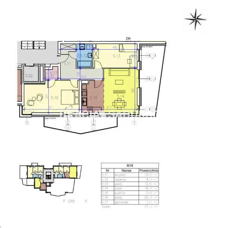3 pokoje, mieszkanie 77,12 m², piętro 4, oferta nr , BS2-MS-305272-74, Kraków, Prądnik Czerwony, Reduta