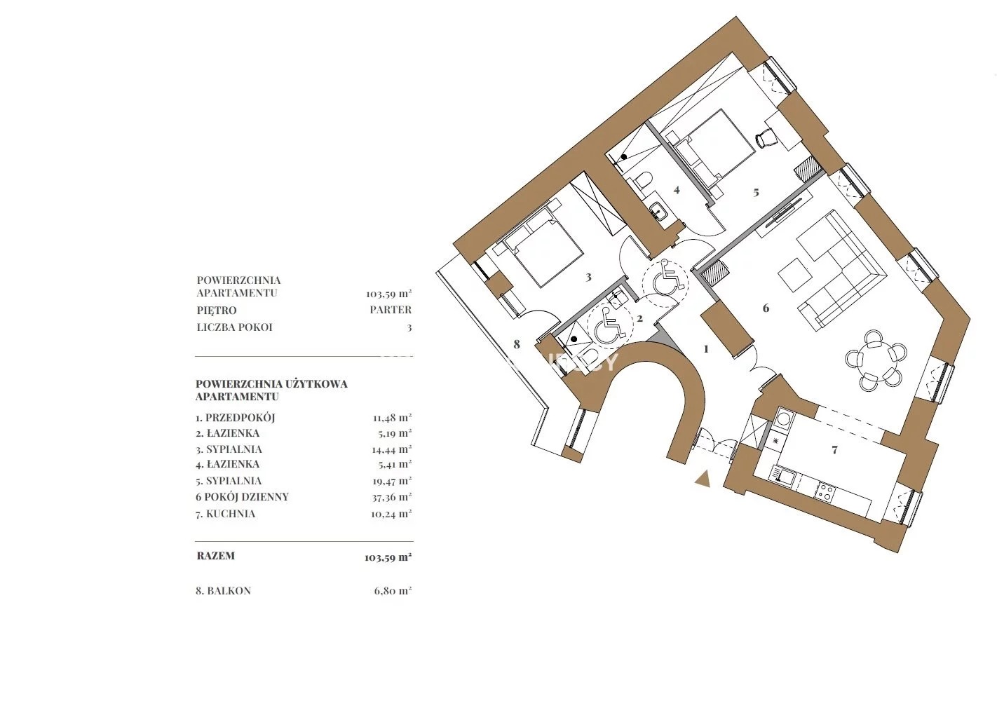 3 pokoje, mieszkanie 120,46 m², parter, oferta nr , BS2-MS-308541-3, Kraków, Stare Miasto, Stare Miasto, Retoryka