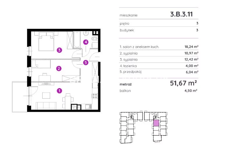 3 pokoje, mieszkanie 51,67 m², piętro 3, oferta nr , BS2-MS-298390-23, Kraków, Podgórze, Rydlówka
