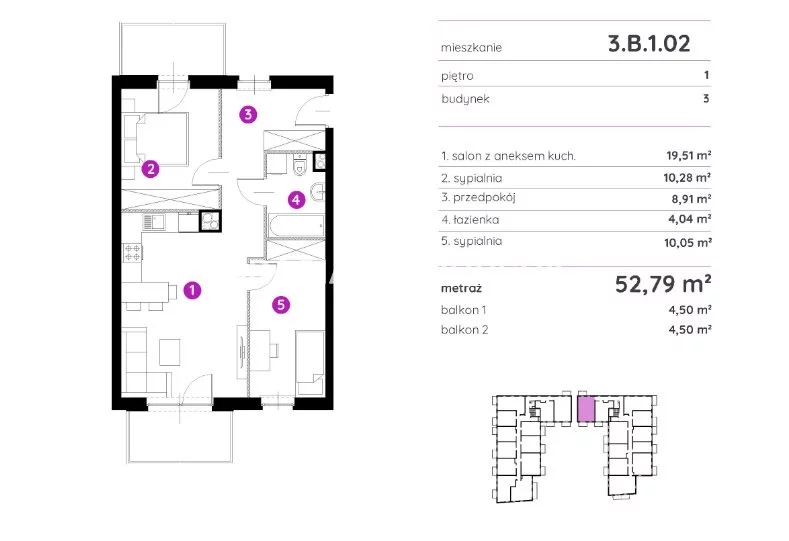 3 pokoje, mieszkanie 52,79 m², piętro 1, oferta nr , BS2-MS-298405-23, Kraków, Podgórze, Rydlówka