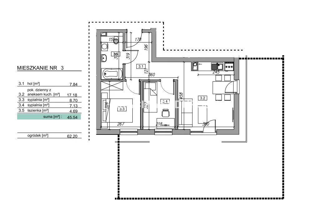3 pokoje, mieszkanie 45,45 m², parter, oferta nr , BS2-MS-305843, Myślenice, Słowińska