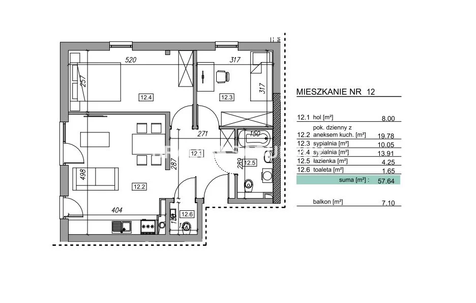 3 pokoje, mieszkanie 45,45 m², piętro 1, oferta nr , BS2-MS-305880, Myślenice, Słowińska