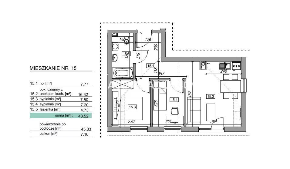 3 pokoje, mieszkanie 45,45 m², piętro 2, oferta nr , BS2-MS-305881, Myślenice, Słowińska