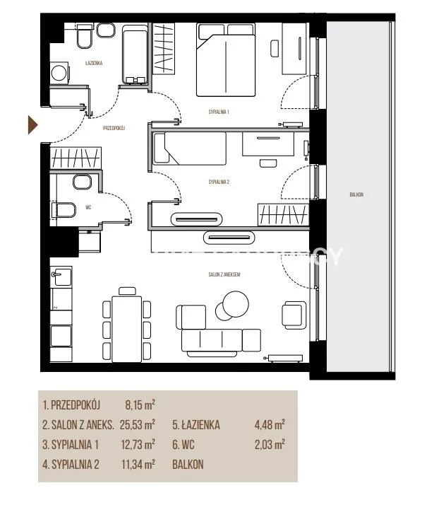 3 pokoje, mieszkanie 64,26 m², piętro 3, oferta nr , BS2-MS-305286, Kraków, Łagiewniki-Borek Fałęcki, Łagiewniki, Wadowicka