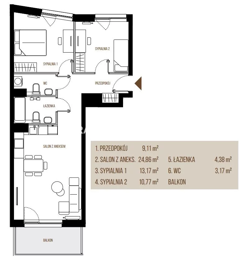 3 pokoje, mieszkanie 65,46 m², piętro 2, oferta nr , BS2-MS-305400, Kraków, Łagiewniki-Borek Fałęcki, Łagiewniki, Wadowicka