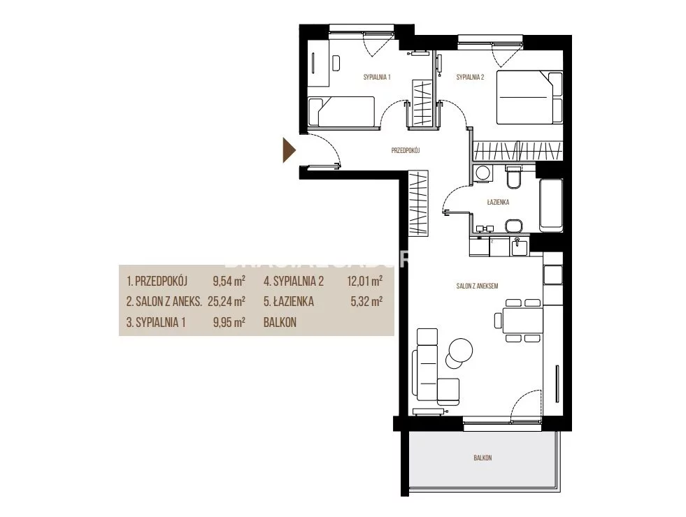 3 pokoje, mieszkanie 62,06 m², piętro 2, oferta nr , BS2-MS-305594, Kraków, Łagiewniki-Borek Fałęcki, Łagiewniki, Wadowicka